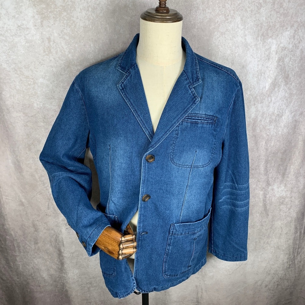 Denim Chore Jacket Blazer Men 48 Elbow Patch 90's Retro Barn Elbow Patches